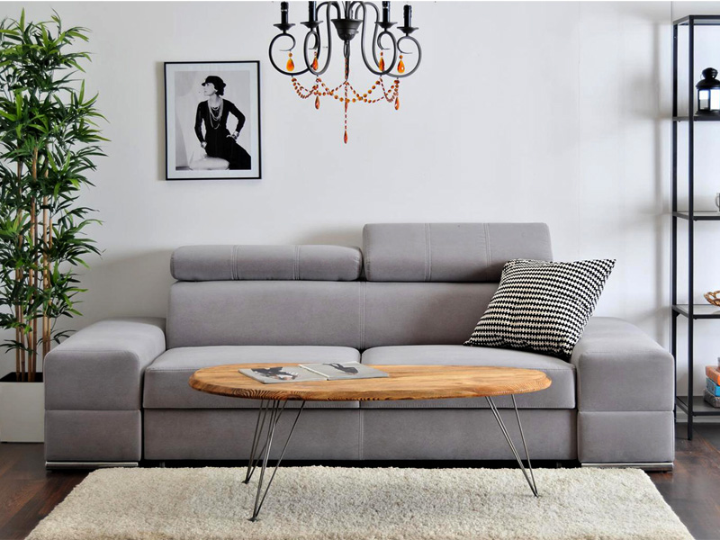 Sofa BEVERLY 2 - szary/chrom