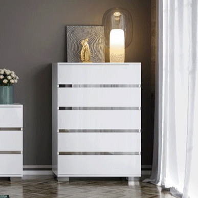 Komoda 5-szufladowa DREAM WHITE - wysoki połysk