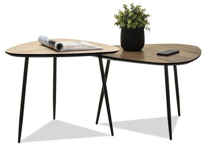 Komplet 2 stolików kawowych ROSIN S+XL - dąb sonoma/orzech