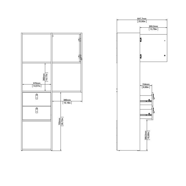 Biurko z regałem FUNCTION PLUS - biały mat/dąb sonoma