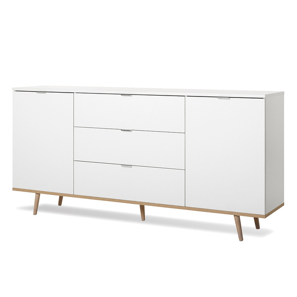 Komoda GÖTEBORG 2D3S 180 cm - biały mat/dąb sonoma