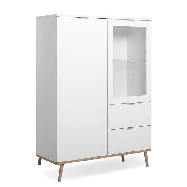 Wysoka komoda GÖTEBORG 2D2S 140 cm - biały mat/dąb sonoma
