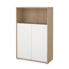 Regał niski z drzwiami SIGN 80 cm - jackson hickory/biały mat 