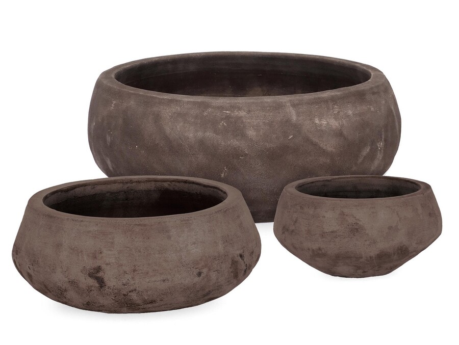 Zestaw 3 niskich donic MINH BOWL - brązowy