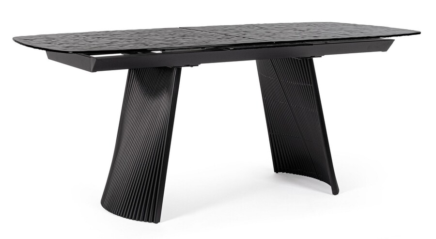 Stół rozkładany OLIVER 180-220x90 - szkło czarne/czarny