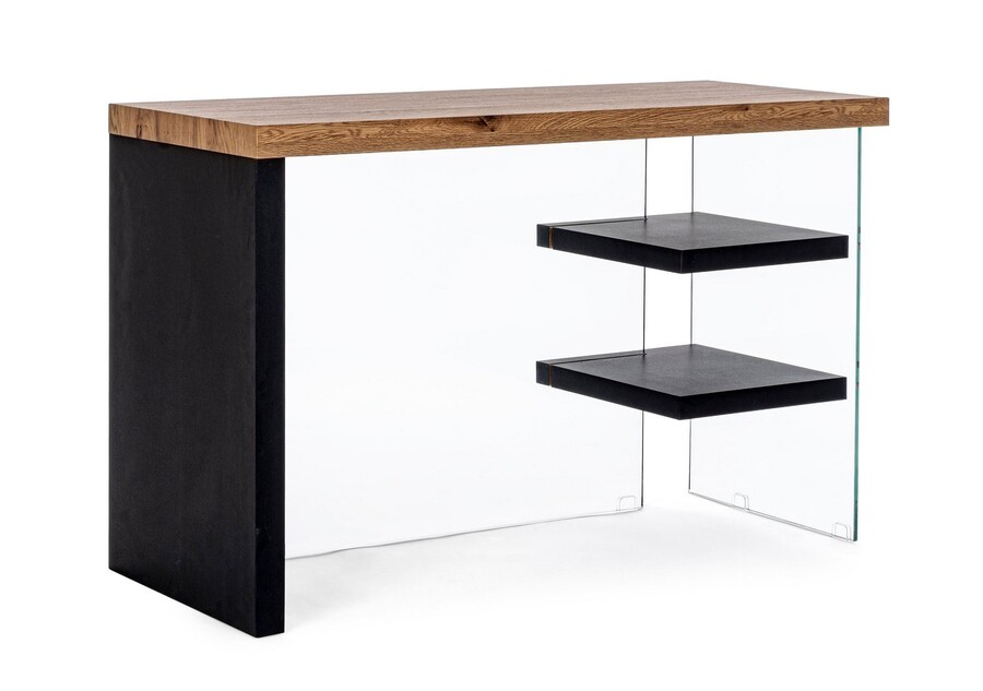 Biurko z półkami LINE WOOD BLACK 120x50 - naturalny/czarny