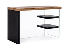Biurko z półkami LINE WOOD BLACK 120x50 - naturalny/czarny
